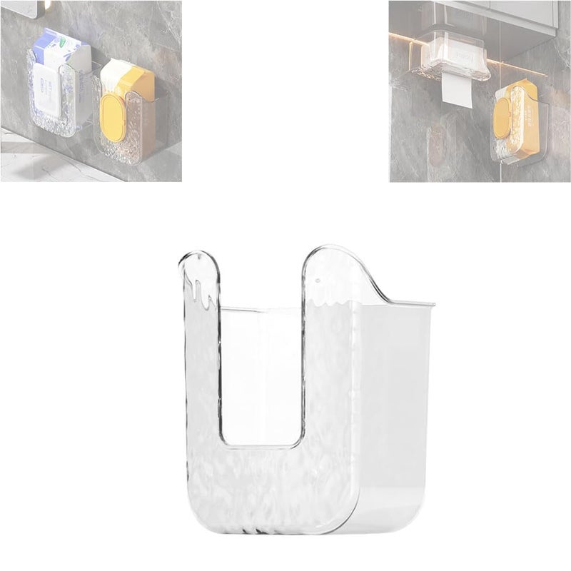 Lusebiy Kitchen Wipes Storage Box, 2024 New Non-slip Flushable Wipes Holder for Bathroom Toilet, Wall-Mounted Clear Wet Tissue Dispenser Container Box No Punching Refillable Keeps Baby Wipes Fresh Case - Image 1